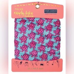 Simply Southern Boho 10 in 1 Headband Mask Headwrap Bow Tube Top Sea Turtle NEW